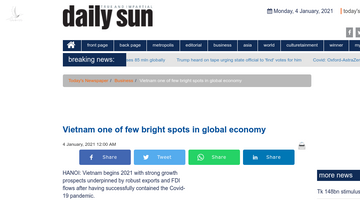 Daily Sun: Việt Nam là điểm sáng toàn cầu