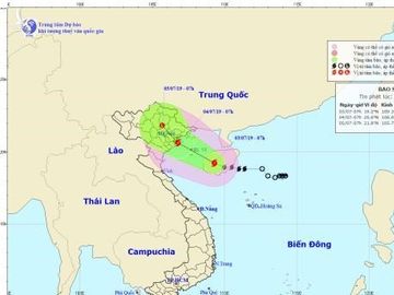 Hướng di chuyển của bão số 2. 