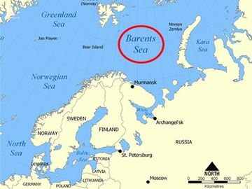 Vị trí của biển Barents. Đồ họa: Wiki. 