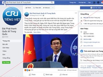     Trang Fanpage tiếng Việt mang tên "Đài Phát thanh Quốc tế Trung Quốc" đã đăng tải một status tuyên truyền giọng điệu sai trái