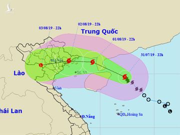 Dự báo đường đi và khu vực ảnh hưởng của bão Wipha. Ảnh: NCHMF 