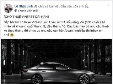 Giám đốc thương hiệu Luxstay tìm người thuê những chiếc VinFast Lux. 