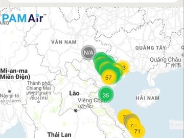 Theo hệ thống quan trắc PAMAir, ngày hôm qua, các tỉnh miền Nam không khí ô nhiễm hơn hẳn miền Bắc 