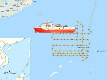 Tàu khảo sát Hải Dương 8 của Trung Quốc xâm phạm bãi Tư Chính của Việt Nam.