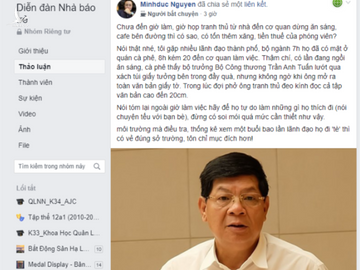 Bài viết trên diễn đàn Nhà báo trẻ thể hiện quan điểm không nên quá soi xét việc cán bộ "tiện đường ăn sáng" 