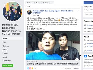 Trang Facebook "Đội hiệp sĩ SBC Bình Dương Nguyễn Thanh Hải SĐT: 0913785858" chia sẻ cip Đội trưởng Nguyễn Thanh Hải chia tay hiệp sĩ