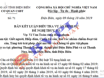  Bản Kết luận điều tra số 71 