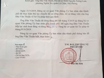 Đang nằm viện, Trưởng ban tiếp dân Hải Phòng nhận hỏa tốc cho thôi chức