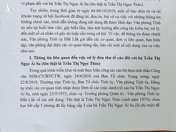 Công văn của Tỉnh ủy Đắk Lắk thông tin chính thức về vụ việc. 