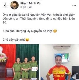 Thông tin về việc Đại tá Nguyễn Văn Vui là bố của Thượng uý Nguyễn Xô Việt được đăng tải trên mạng xã hội Facebook.
