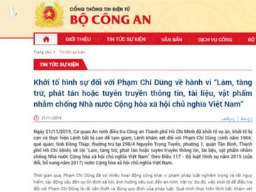 Bộ Công an ra thông báo về việc  khởi tố, bắt tạm giam để điều tra về tội