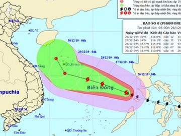 Bão Phanfone giật cấp 14 vào Biển Đông, có thể đổi hướng - Ảnh 1.