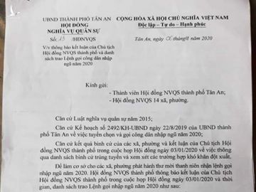 Long An: Được tạm hoãn nghĩa vụ quân sự vì… mắc nợ xã hội đen? - ảnh 1