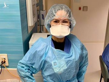 Y tá gốc Việt Hailey Đắc tại bệnh viện Medical City Dallas hôm 22/3. Ảnh: Nhân vật cung cấp
