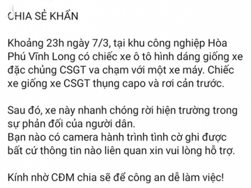  CSGT Vĩnh Long lên tiếng khi bị tố gây tai nạn rồi bỏ trốn - Ảnh 1.