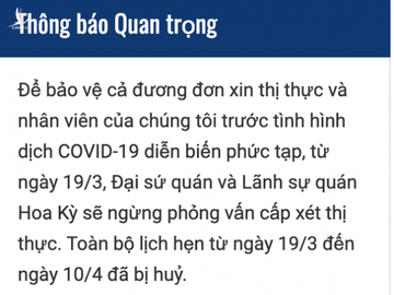 Mỹ ngừng cấp thị thực ở Việt Nam từ 19-3 do dịch bệnh COVID-19 - Ảnh 2.