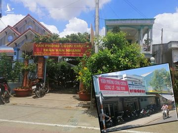 Văn phòng Công chứng H.Châu Thành (nay là Văn phòng Công chứng Trần Văn Nhanh) và Văn phòng Công chứng Công Lý Trà Vinh (ảnh nhỏ), 2 nơi bị “điểm danh” có vi phạm pháp luật về công chứng /// Ảnh: Bắc Bình