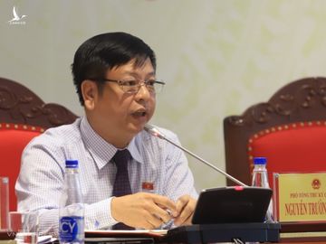 Ông Nguyễn Trường Giang - Phó chủ nhiệm Uỷ ban Pháp luật trả lời tại họp báo chiều 18/5. Ảnh: Trần Vũ