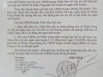 Cho tạm ứng 3,1 tỷ, huyện ở Thanh Hóa tính kiện xã ra tòa