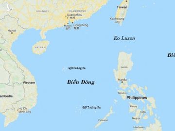 Vị trí Biển Philippines, Biển Đông và Eo Luzon. Đồ họa: Google Map.