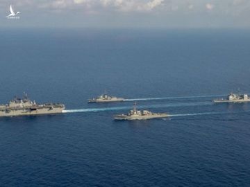 Nhóm tàu chiến Mỹ ở Biển Đông hôm 18/4. Ảnh: US Navy.