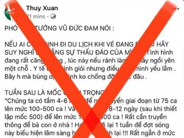  Bác bỏ FB bịa lời của Phó Thủ tướng Vũ Đức Đam về COVID-19 - ảnh 1