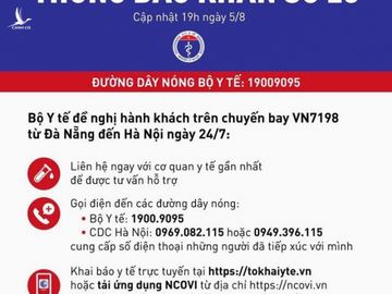 Thông báo khẩn tìm hành khách chuyến bay VN7198 Đà Nẵng - Hà Nội ngày 24.7 - ảnh 1