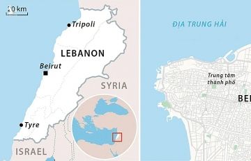 Khu vực xảy ra vụ nổ ở thủ đô Beirut, Lebanon, hôm 4/8. Đồ họa: AFP.