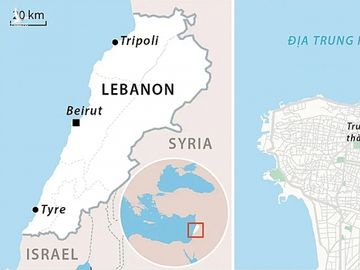 Khu vực xảy ra vụ nổ ở thủ đô Beirut, Lebanon, hôm 4/8. Đồ họa: AFP.