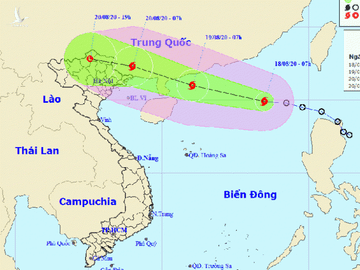 Dự báo đường đi của bão số 4 trên Biển Đông /// Ảnh Trung tâm Dự báo khí tượng thủy văn quốc gia