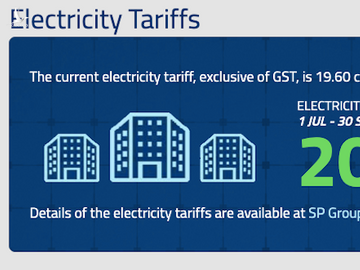 Giá điện mỗi kWh tại Singapore trong khoảng thời gian 1/7-30/9/2020. Ảnh chụp màn hình