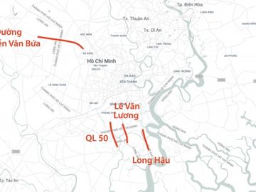 Bốn trong bảy tuyến đường sẽ được mở rộng từ TP HCM về Long An. Ảnh: Thanh Huyền.