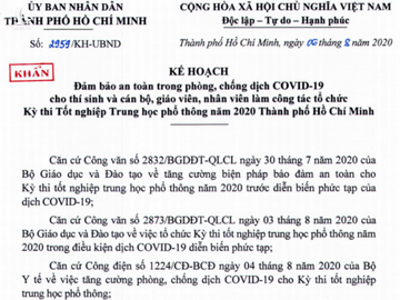 TP.HCM ra văn bản khẩn phòng dịch trước kỳ thi tốt nghiệp THPT - ảnh 1