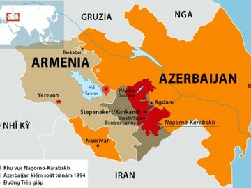 Vùng Nagorno-Karabakh đang tranh chấp giữa Armenia và Azerbaijan. Đồ họa: SETI.