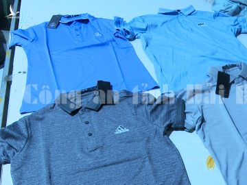 Thành phẩm giả nhãn hiệu các hãng thời trang nổi tiếng như Adidas, Nike, Lacoste, Gucci - Ảnh: Công an tỉnh Hải Dương