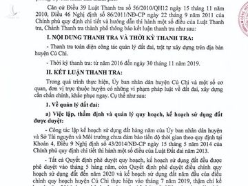 Kết luận Thanh tra của Thanh tra TPHCM.