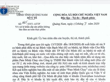 3 người ở Quảng Nam ngộ độc: Ngành Y tế chỉ đạo ngừng sử dụng sản phẩm Pate Minh Chay - Ảnh 1.