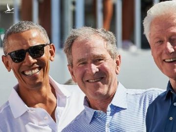 Ba tổng thống Barack Obama, George W. Bush và Bill Clinton tham gia giải golf ở thành phố Jersey, bang New Jersey vào ngày 28.9.2017 /// AFP