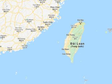 Vị trí eo biển Đài Loan nằm giữa đảo Đài Loan và Trung Quốc đại lục. Đồ họa: Google Map.