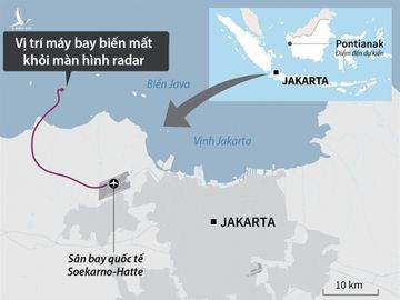 Đường bay của Boeing 737-500 thuộc hãng Sriwijaya Air rơi hôm 9/1. Đồ họa: AFP.