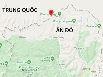 Vị trí khu vực Naku La (đánh dấu đỏ) tthuộc bang Sikkim, Ấn Độ. Đồ họa: Google.