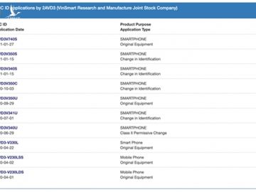 10 mẫu điện thoại được cấp phép bán tại Mỹ do VinSmart sản xuất. Ảnh: FCC
