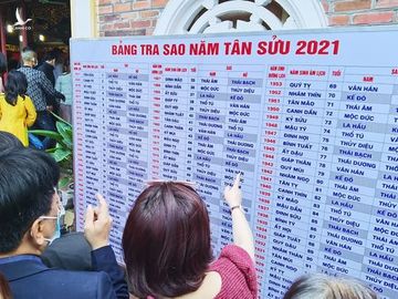 Người dân tra bảng sao năm 2021 để xem vận hạn /// Ảnh Lã Nghĩa Hiếu 