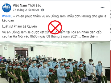 Luận điệu tung hỏa mù xung quanh phiên tòa phúc thẩm vụ án Đồng Tâm của Việt Nam Thời Báo.