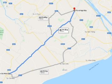 Quốc lộ Quản Lộ - Phụng Hiệp từ Ngã Bảy về TP Cà Mau. Ảnh: Google Maps.