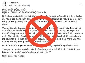 Luận điệu bôi nhọ Chủ tịch Quốc hội Vương Đình Huệ của Thach Vu.