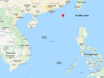 Vị trí eo biển Luzon và quần đảo Đông Sa (đánh dấu đỏ). Đồ họa: Google.