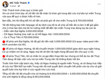 Trấn Thành lên tiếng trần tình về số tiền từ thiện, đưa ra lý do không gửi cho Thủy Tiên như đã công bố - Ảnh 2.