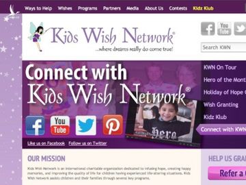 Ảnh chụp trang web của tổ chức từ thiện Kids Wish Network năm 2013. Ảnh: CNN.