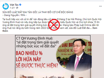 Việt Tân dẫn lời đối tượng Giang Nguyễn bôi nhọ Chủ tịch Quốc hội Vương Đình Huệ.